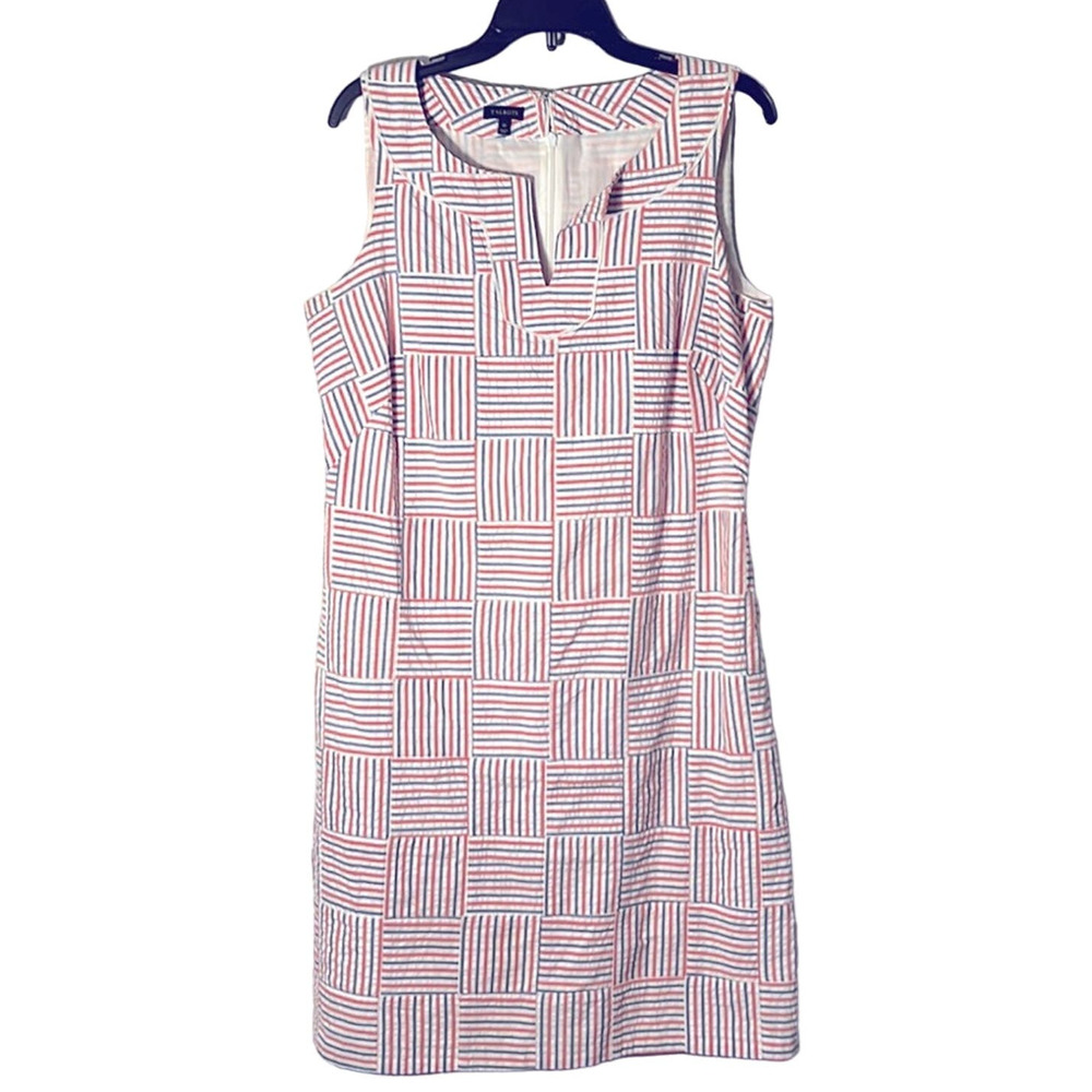 Talbots Patchwork Round With V-Neck Sleeveless Sh… - image 2